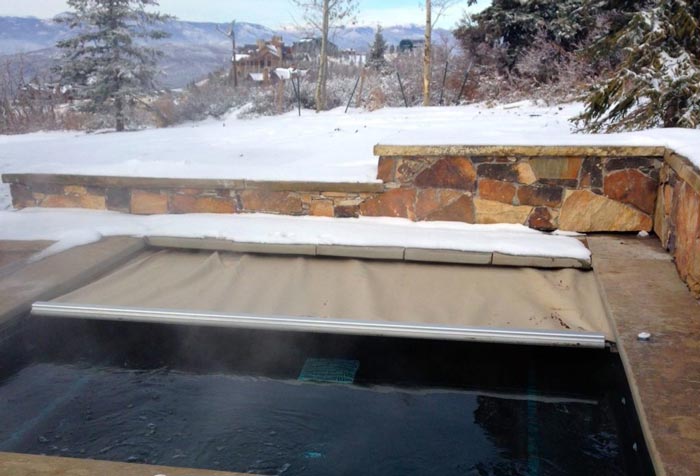 covered spa in winter
